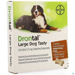 Drontal Large Dog Tasty 525/504/175Mg Comp 1X2