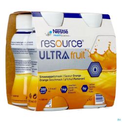Resource Ultra Fruit Sinaasappelsmaak 4x200ml