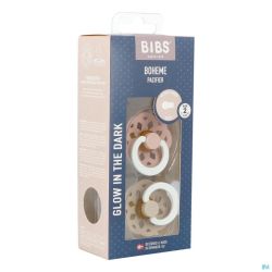 Bibs 2 Fopspeen Boheme Duo Glowdark Blush&vanilla