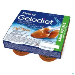 Gelodiet Gelwater Zoetstof Perzikthee Pot 4x120g