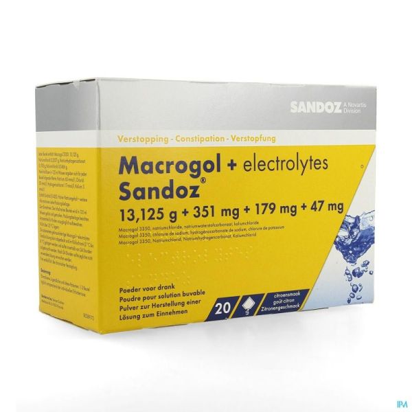 Macrogol + Electr Sandoz Pulv Gout Citron 20X13,7G