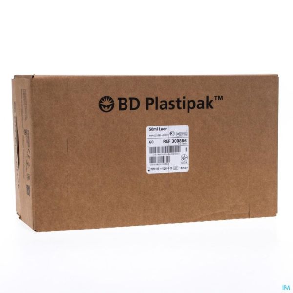 Bd plastipak seringue luer 50-60ml 60 300866