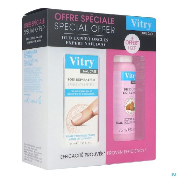 Vitry soin ongles pro exp. + dissolvant 75ml grat.