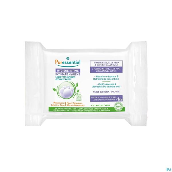 PURESSENTIEL HYGIENE INTIME LINGETTES 25