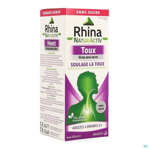 Rhina Natur Activ Toux Sans Sucre Sirop 120Ml