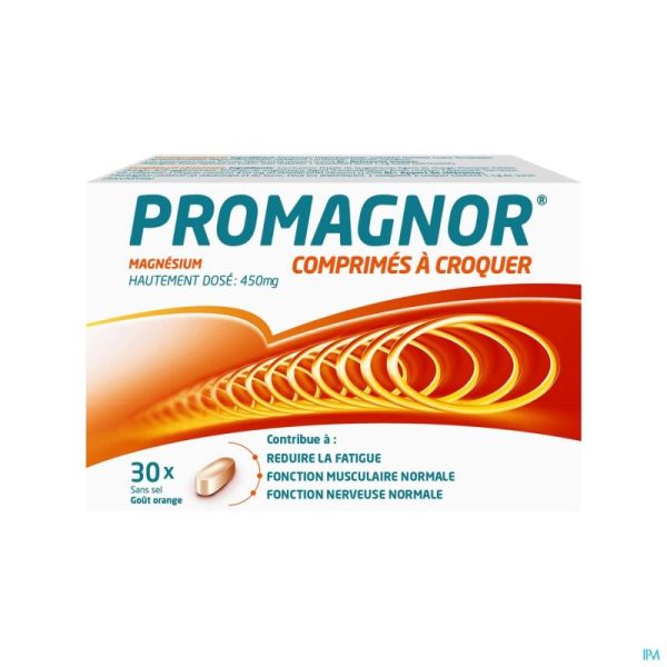 Promagnor:  Magnésium Hautement Dosé 450mg (30  Comprimés à croquer) 