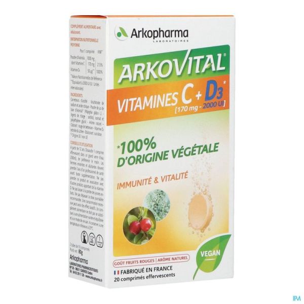 Arkovital Acerola 1000 Vit C + D3 Bruisend Comp 20