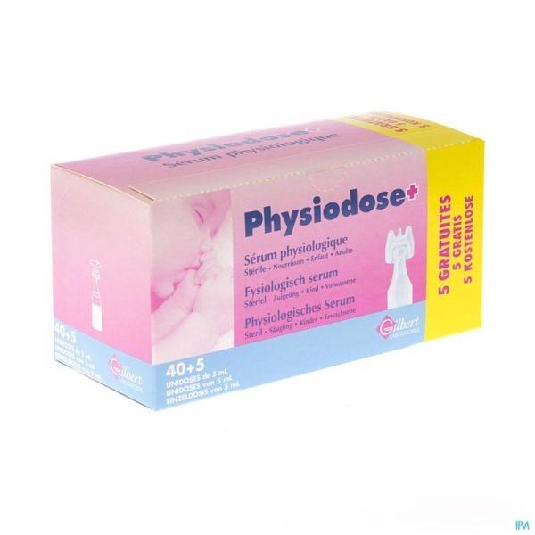 Physiodose Serum Fysio Ud Ster 40x5ml+5 Gratis