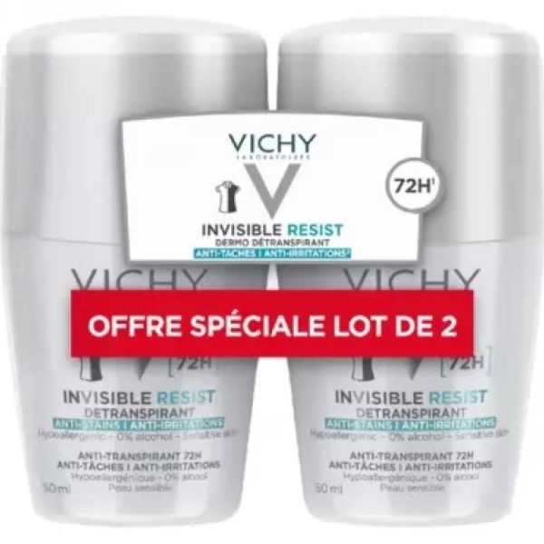VICHY 72H INVISIBLE RESIST DEO ROLL 2X50ML