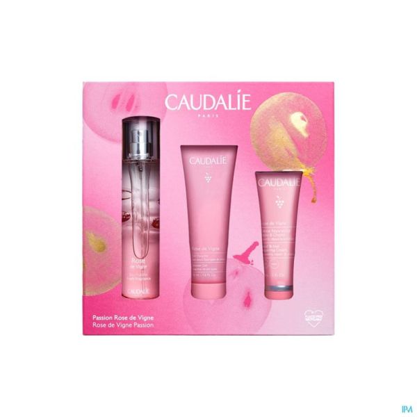 CAUDALIE COFFRET NOEL EAU FRAICHE ROSE 3 PROD.