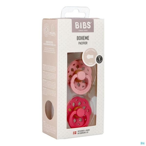 Bibs 1 Fopspeen Boheme Duo Dusty Pink&coral