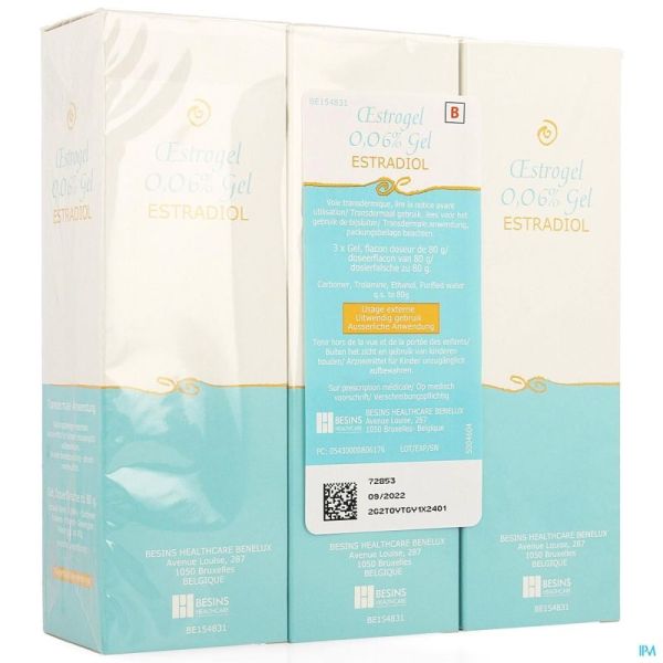 Oestrogel 0,06% Gel Fl Pompe Dos. 3 X 80G