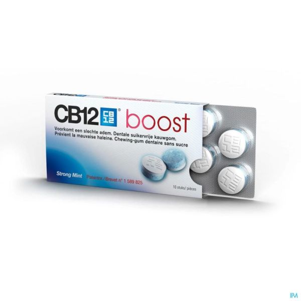 Cb12 Boost Chewing Gum Strong Mint S/Sucre 10