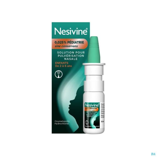 Nesivine 0,025% Sine Conserv Ped Spray Nas 10Ml