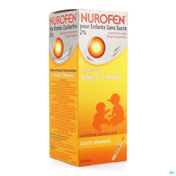 Nurofen Enfant Orange Susp Sans Sucre 200 Ml