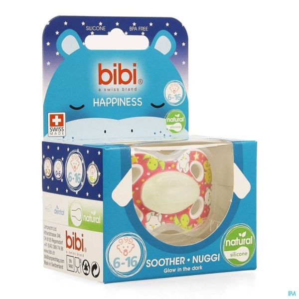 Bibi Sucette Hp Natural 4 Friends Glow Dark 6-16M