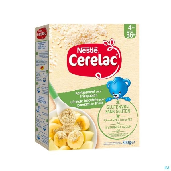 Nestlé Cerelac Céréales Biscuitées SANS GLUTEN Bébé 4+ 300g