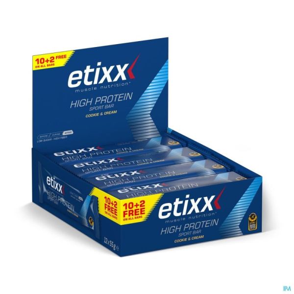 Etixx High Protein Bar Cookie & Cream 12x55g